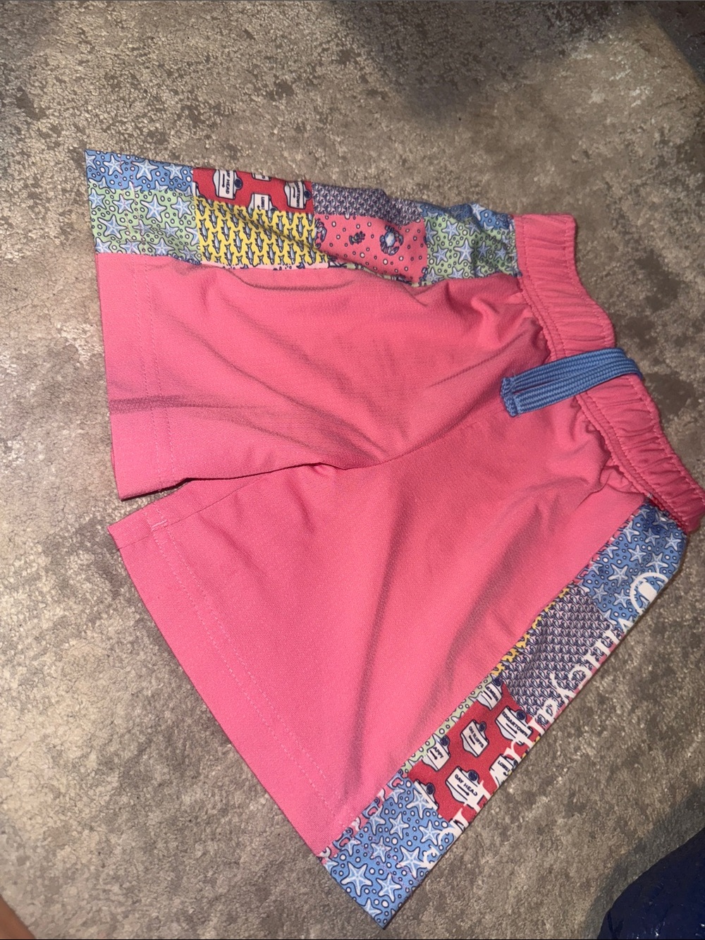 Boys' Pink Athletic Shorts with Patterned Side Panels. Size 3T